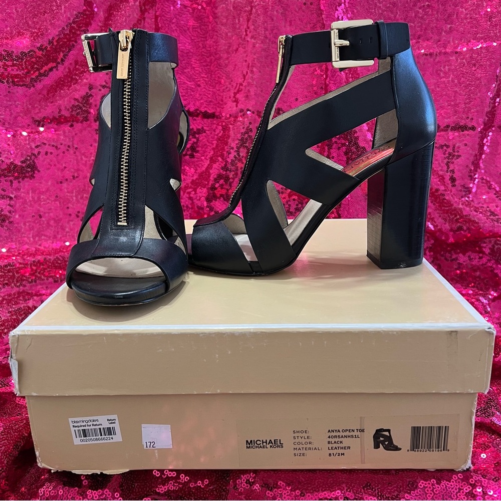 Michael Kors Black Heeled Sandals 8.5